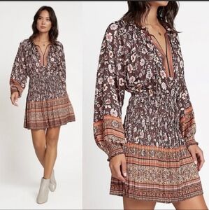 Anthropologie Current Air Floral Pleated Mini‎ Dress